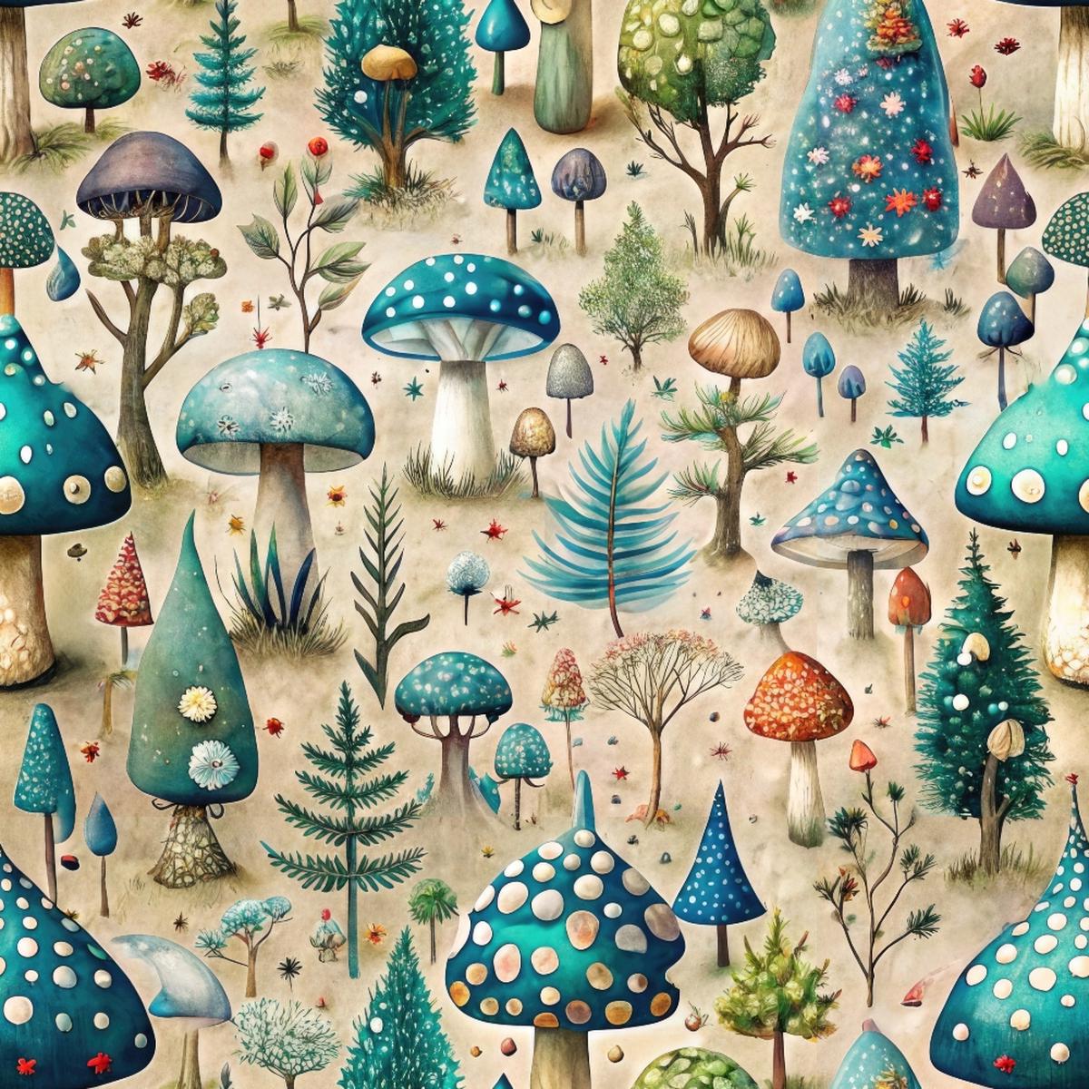 Mushroom Fairyland Pattern 9 Quilting Cotton Fabric
