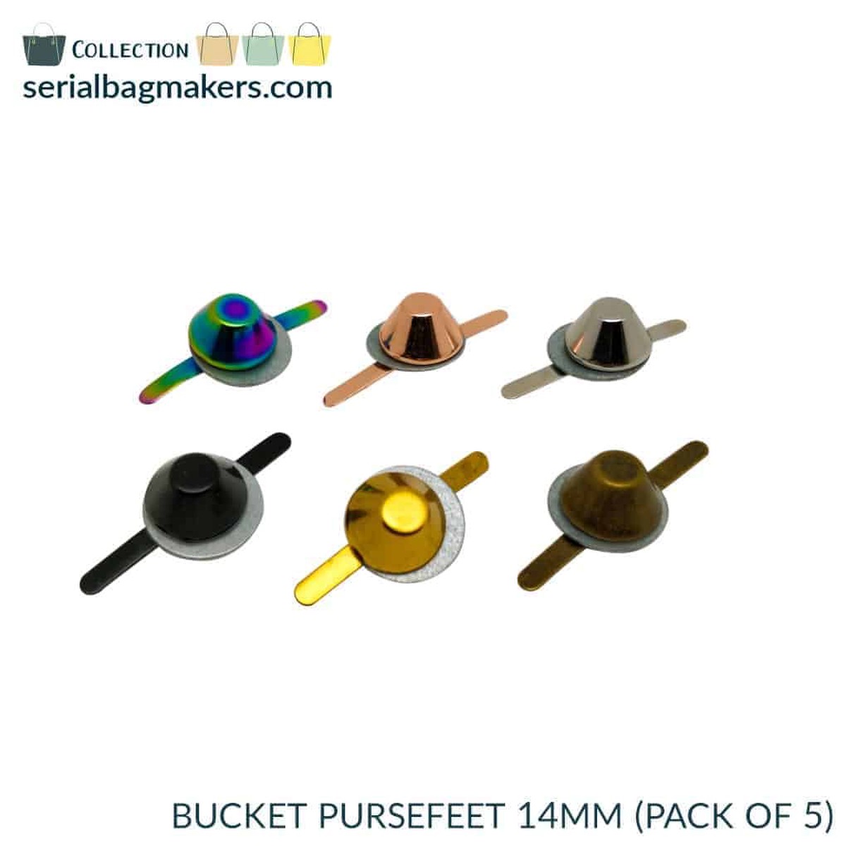 Serial Bagmakers 14mm (1/2) Bucket Purse Feet - Pack of 5