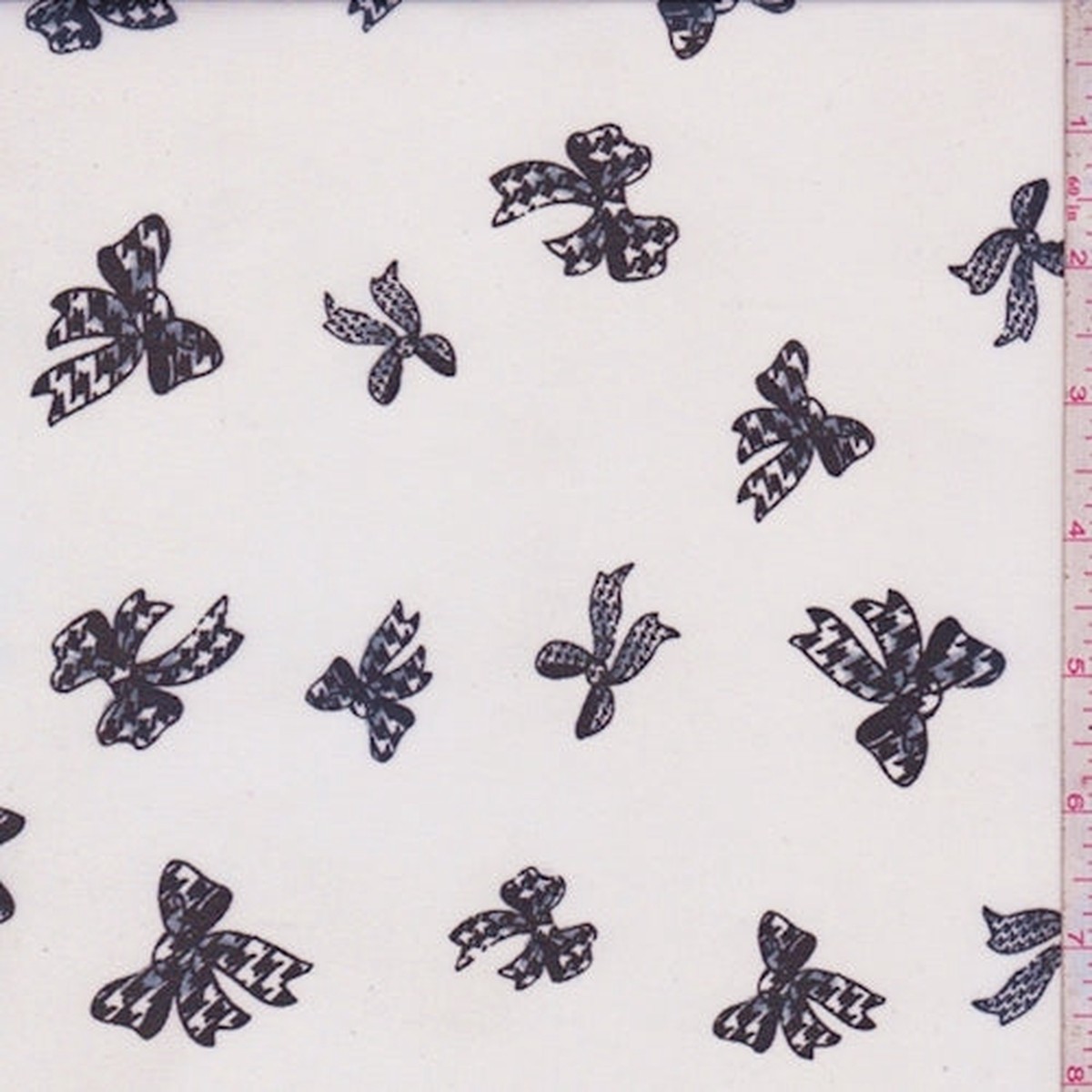 2 YD PC-White/Black Bow Georgette Fabric