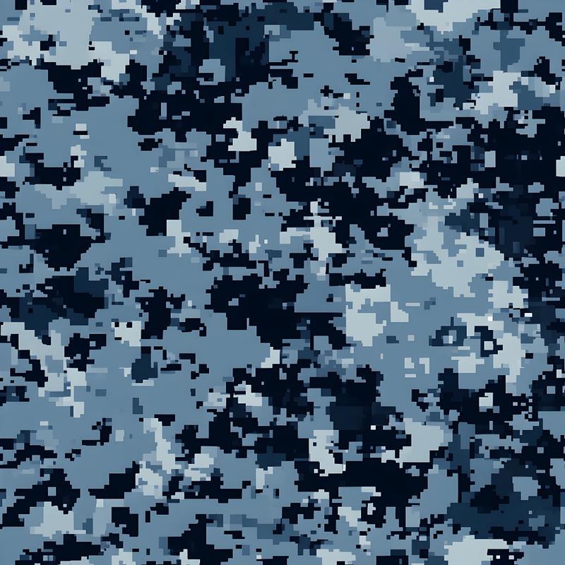 Blue Military Camouflage Pattern 7 Quilting Cotton Fabric