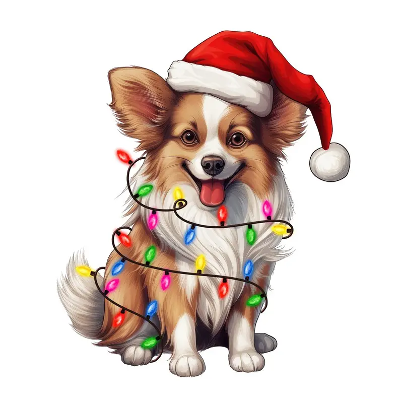 Christmas Lights & Papillon Fabric Panel