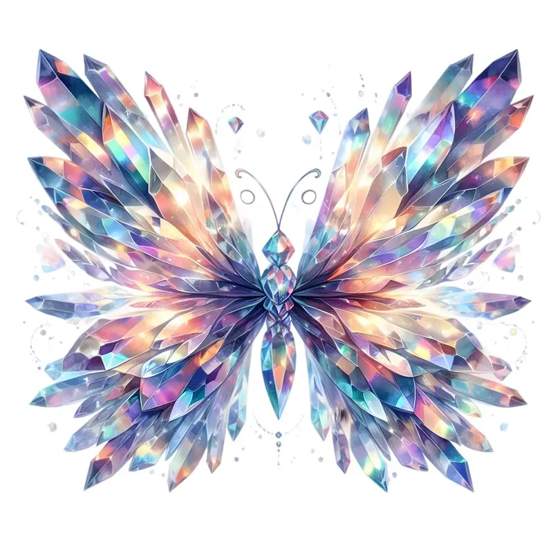 Mystical Butterflies Crystal #4 Fabric Panel