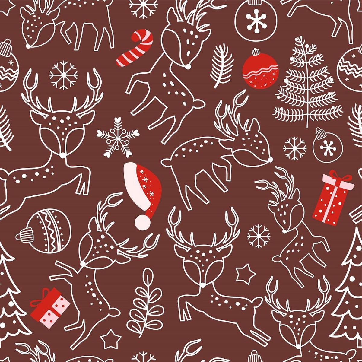 Santas Cartoon Reindeer Pattern 4 Fabric