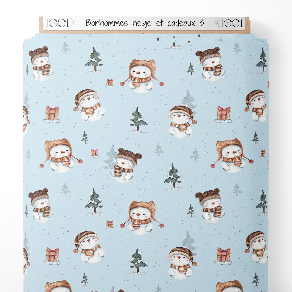 Tissu - Bonhommes neige et cadeaux 3
