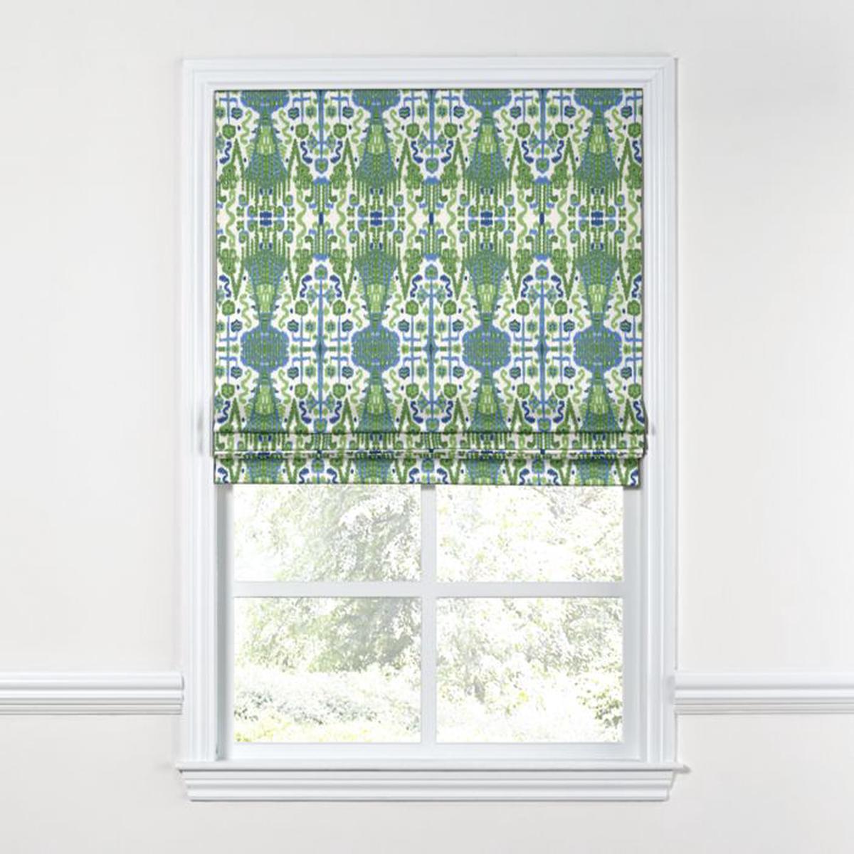 Flat Roman Shade in Ikat Believe It - Kelly