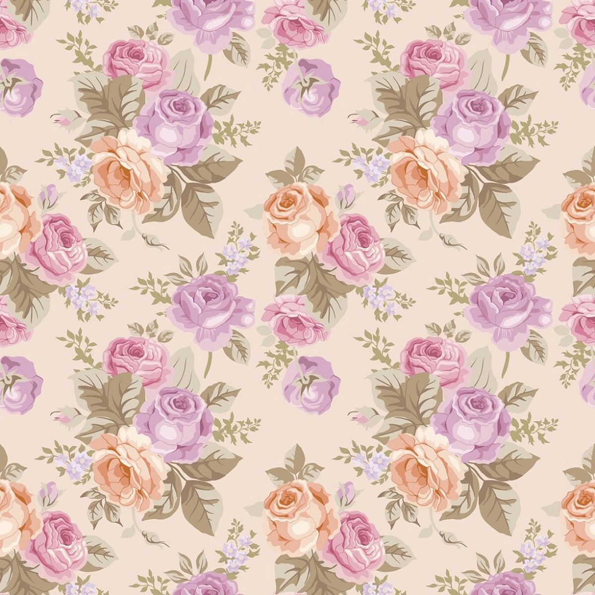 Vintage Roses Fabric - Cream