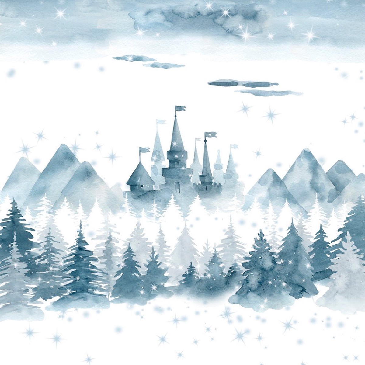 Fairy Winter Forest Fabric Panel
