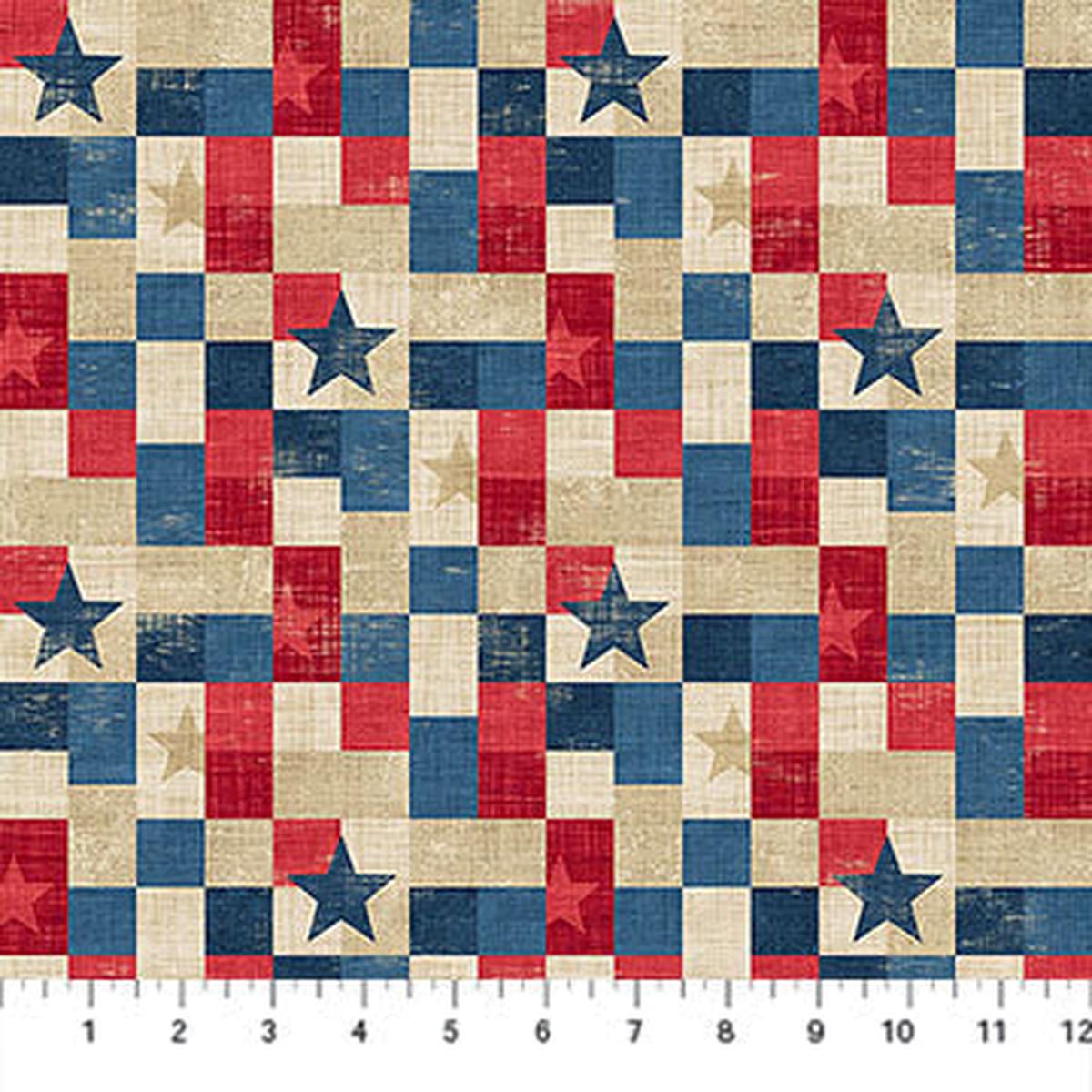 Multi Beige Patchwork American Heartland Cotton 44"/45" Fabric Per Yard