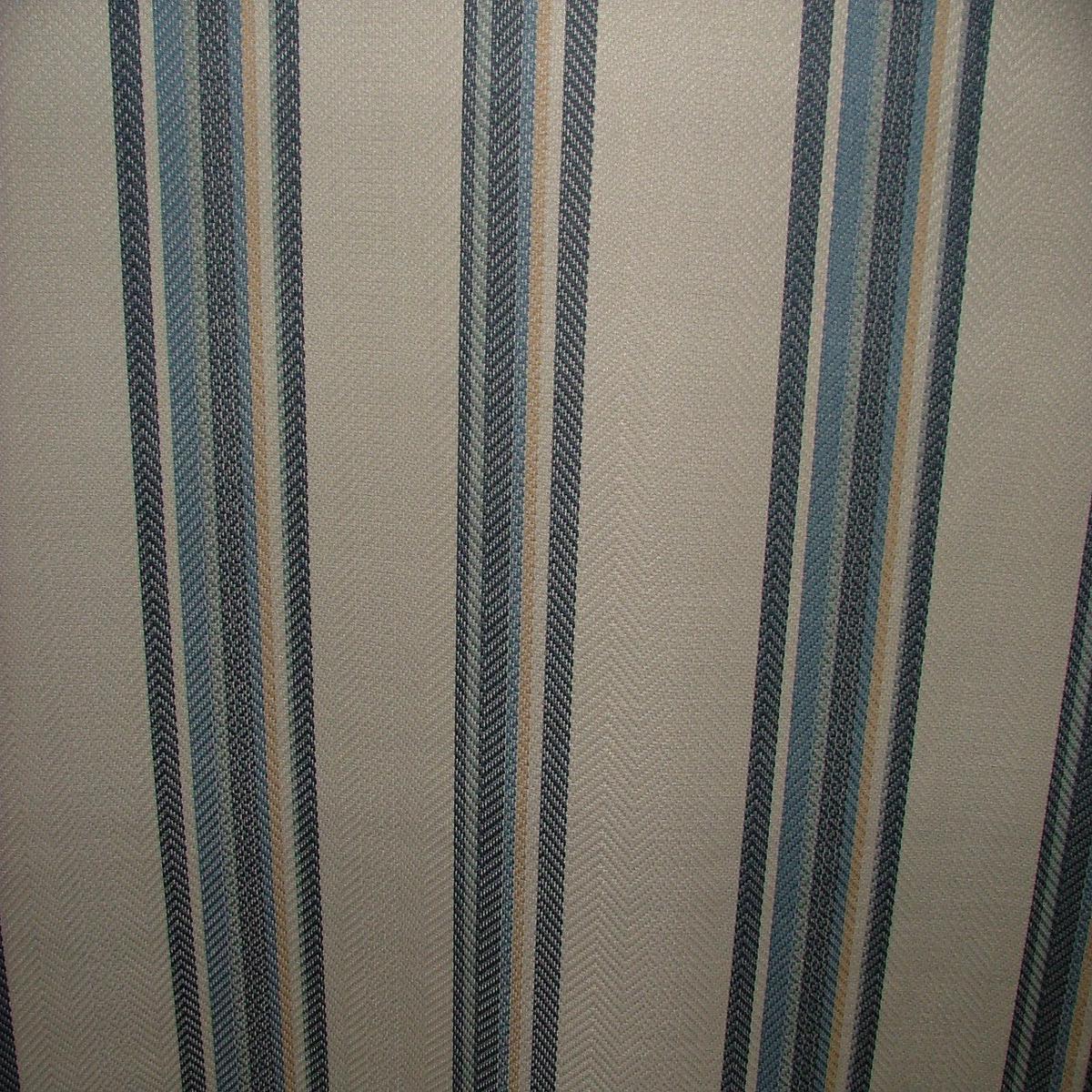 2 Metres Indus Navy Thick Woven Stripe Curtain Upholstery Cushion Fabric