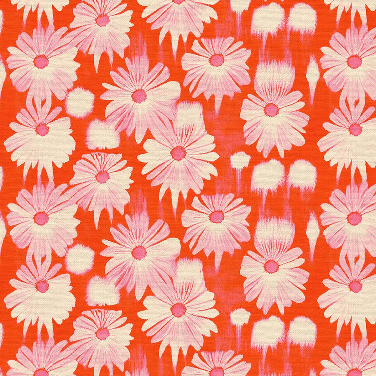 Dripping Daisies - Cream on Red - Cotton Wide