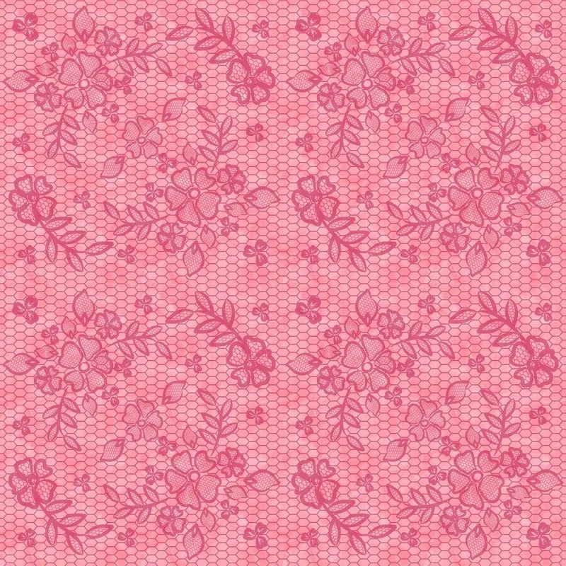 Roses Heart Valentine Floral Lace Fabric - Pink