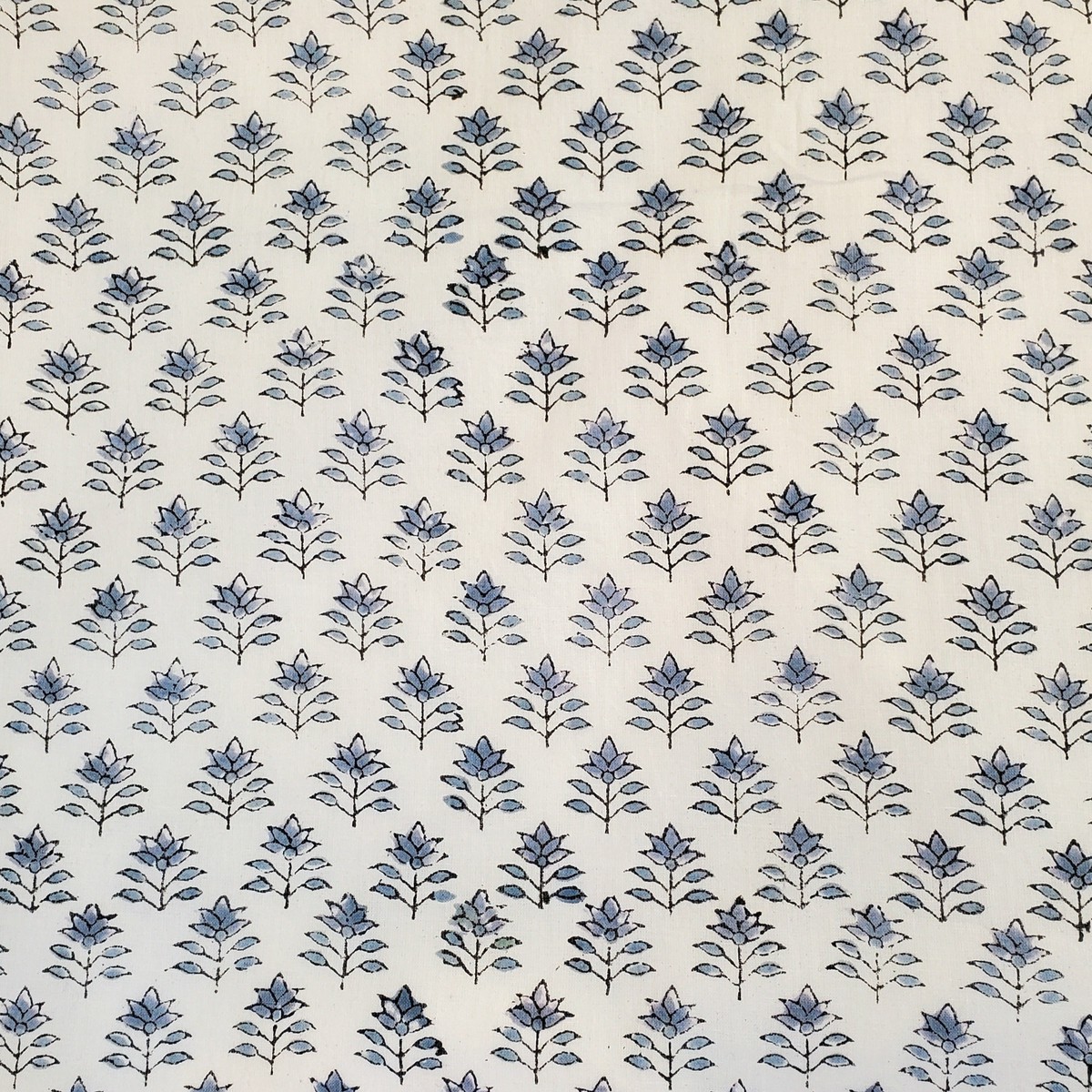 Block Printed Indian Cotton - Grey Motif