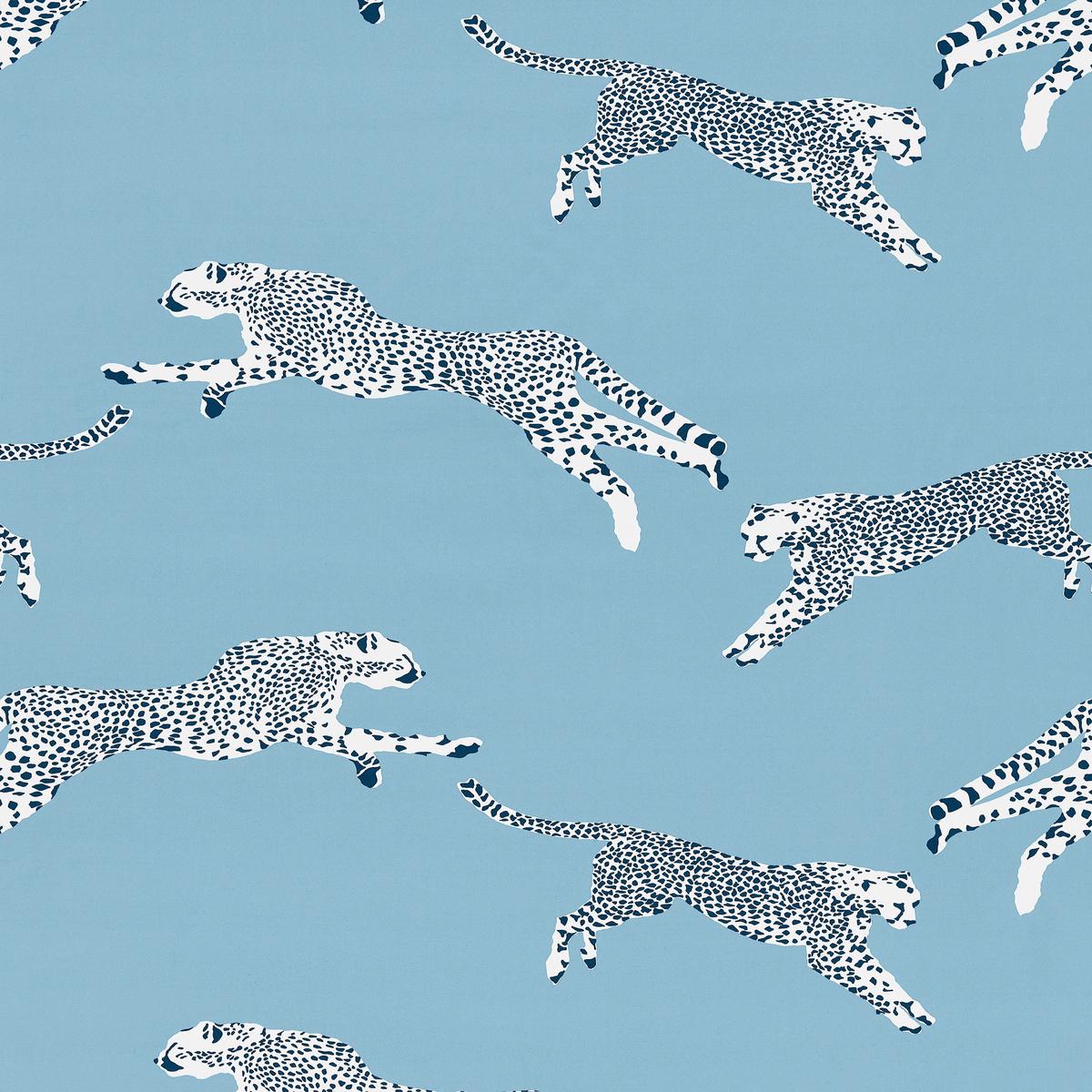 SCALAMANDRE LEAPING CHEETAH COTTON PRINT FABRIC CLOUD NINE - SC 000416634 NEW SKU # SC166340004