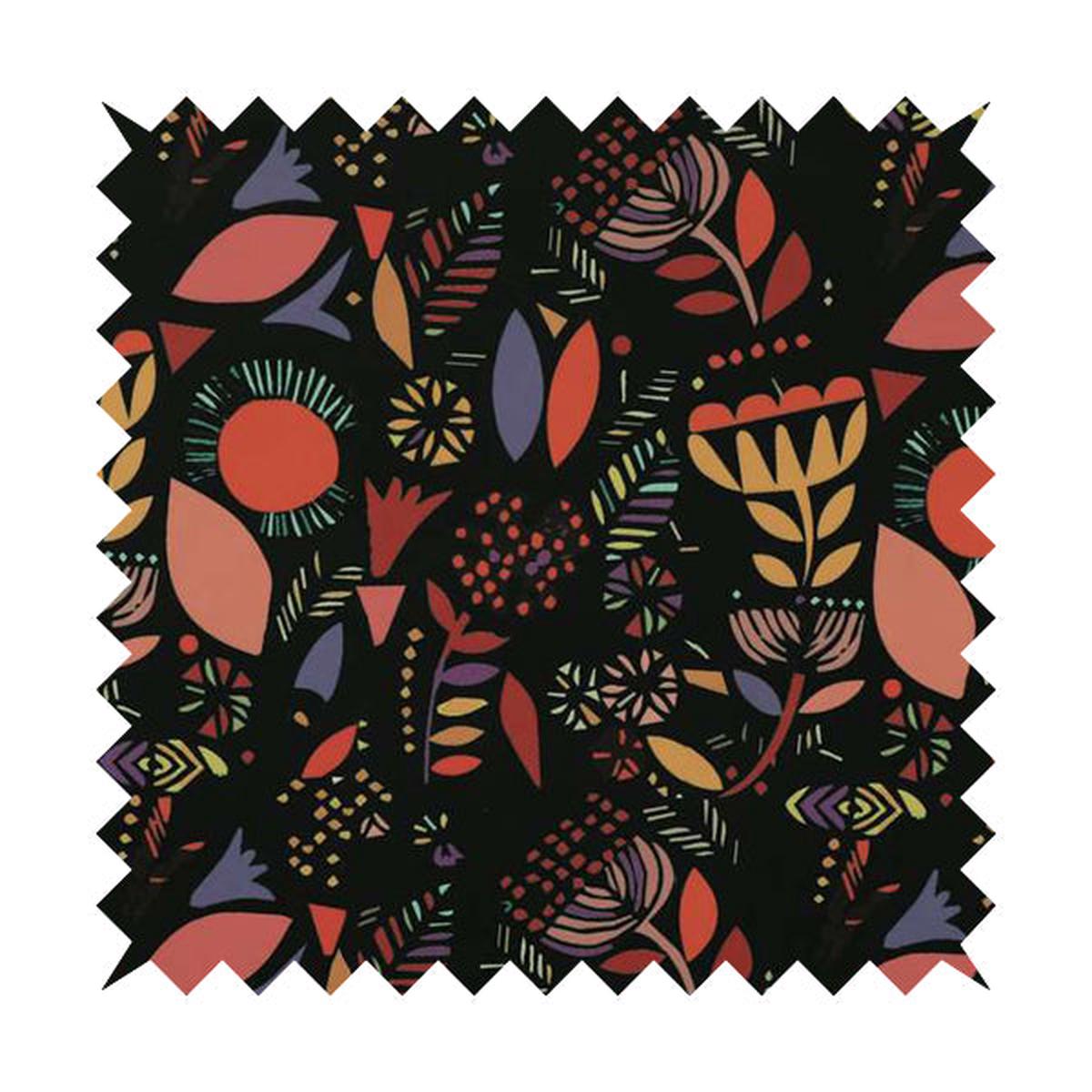 Carnival Jungle Theme Pattern Printed Velveteen Black Pink Purple Colour Upholstery Curtains Fabric
