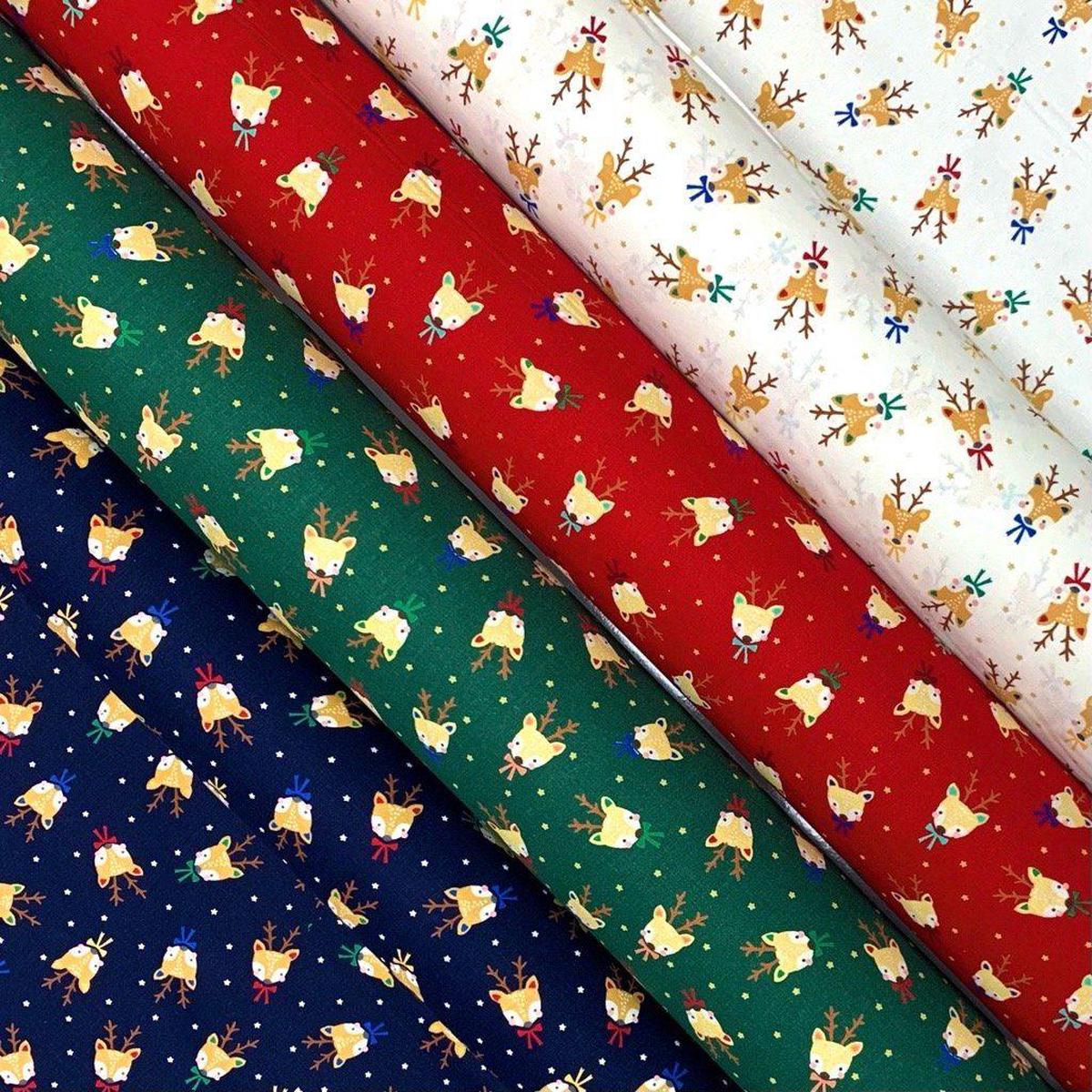 Reindeer Faces Cotton Fabric
