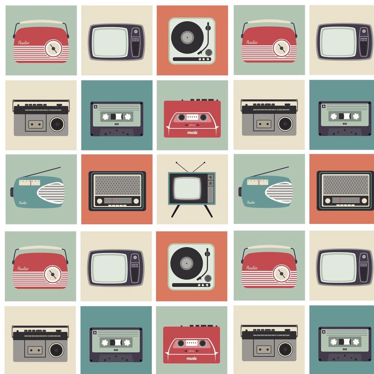 Retro Radios & TVs Fabric - Multi