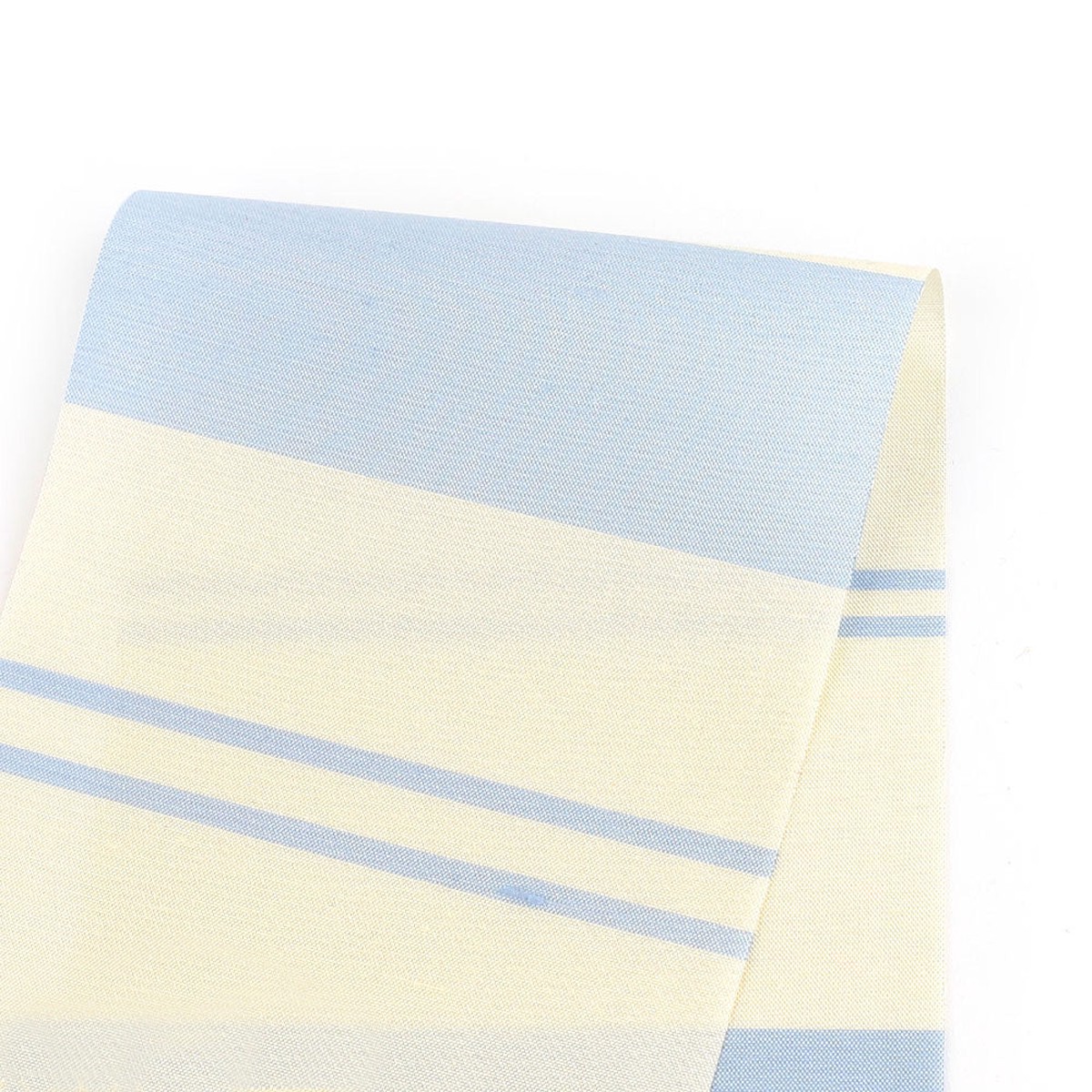 Awning Stripe Silk/Poly Shantung - Blue/Cream