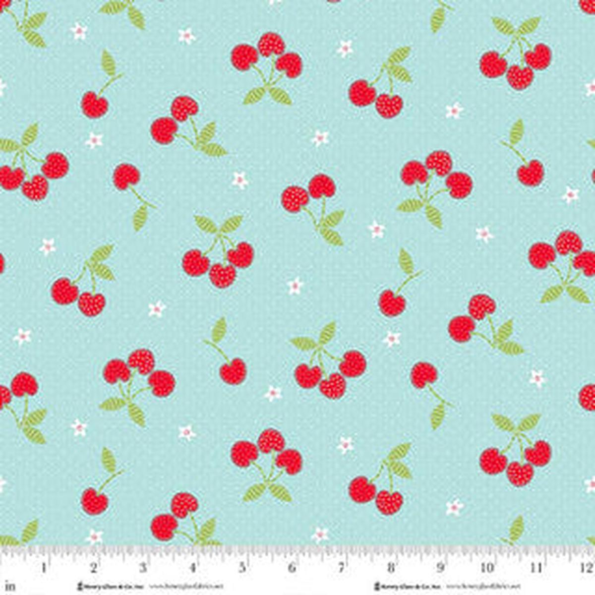 Jubilee Blue All Over Cherries Cotton 44" / 45" Fabric per yard