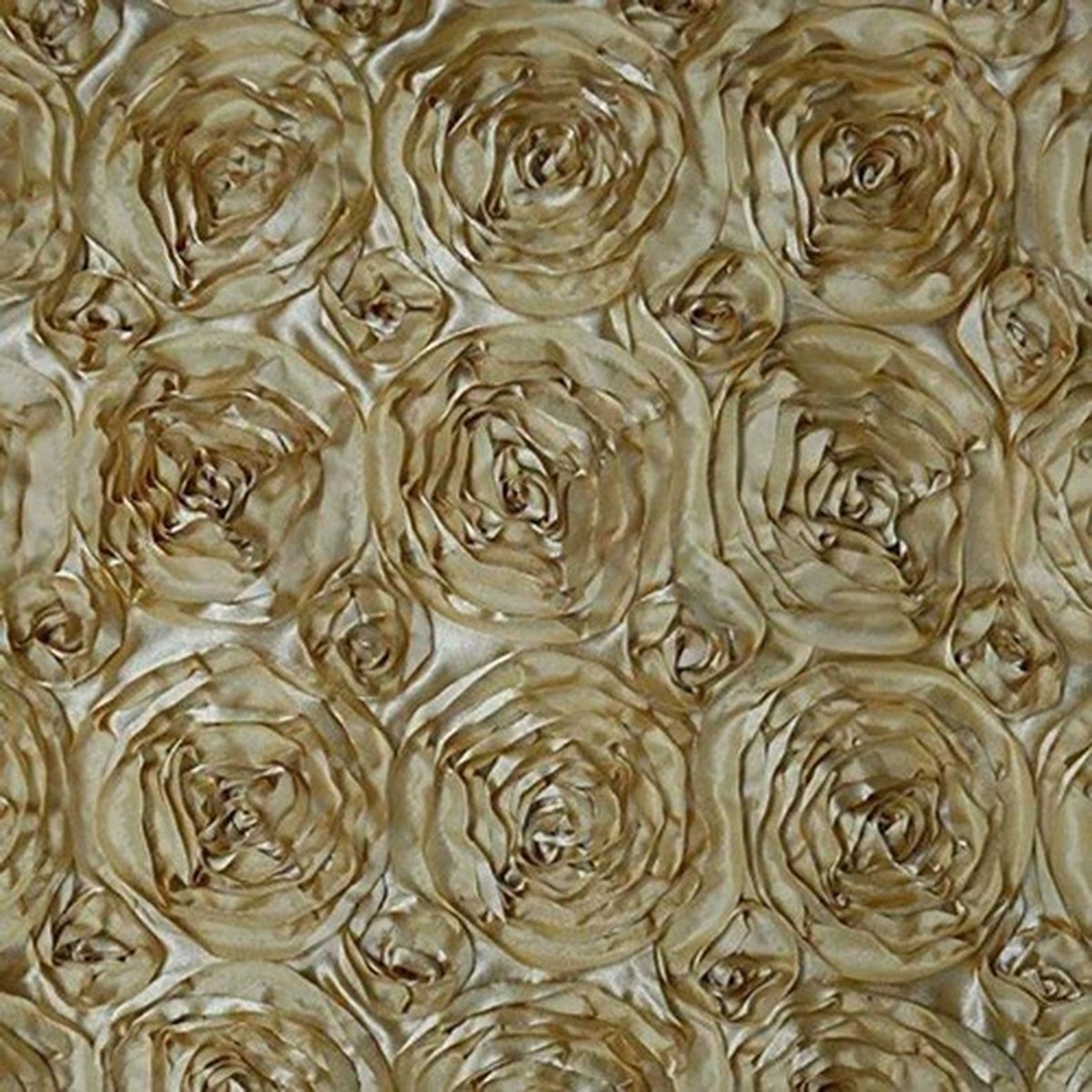 GOLD Rosette Satin Fabric Sold By The Yard Floral Flowers Satin Decor