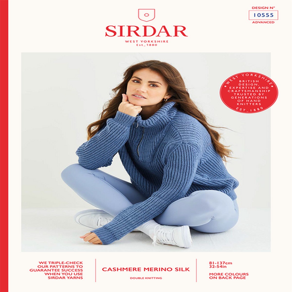 Medallist Zip Sweater in Sirdar Cashmere Merino Silk DK (10555) - PDF