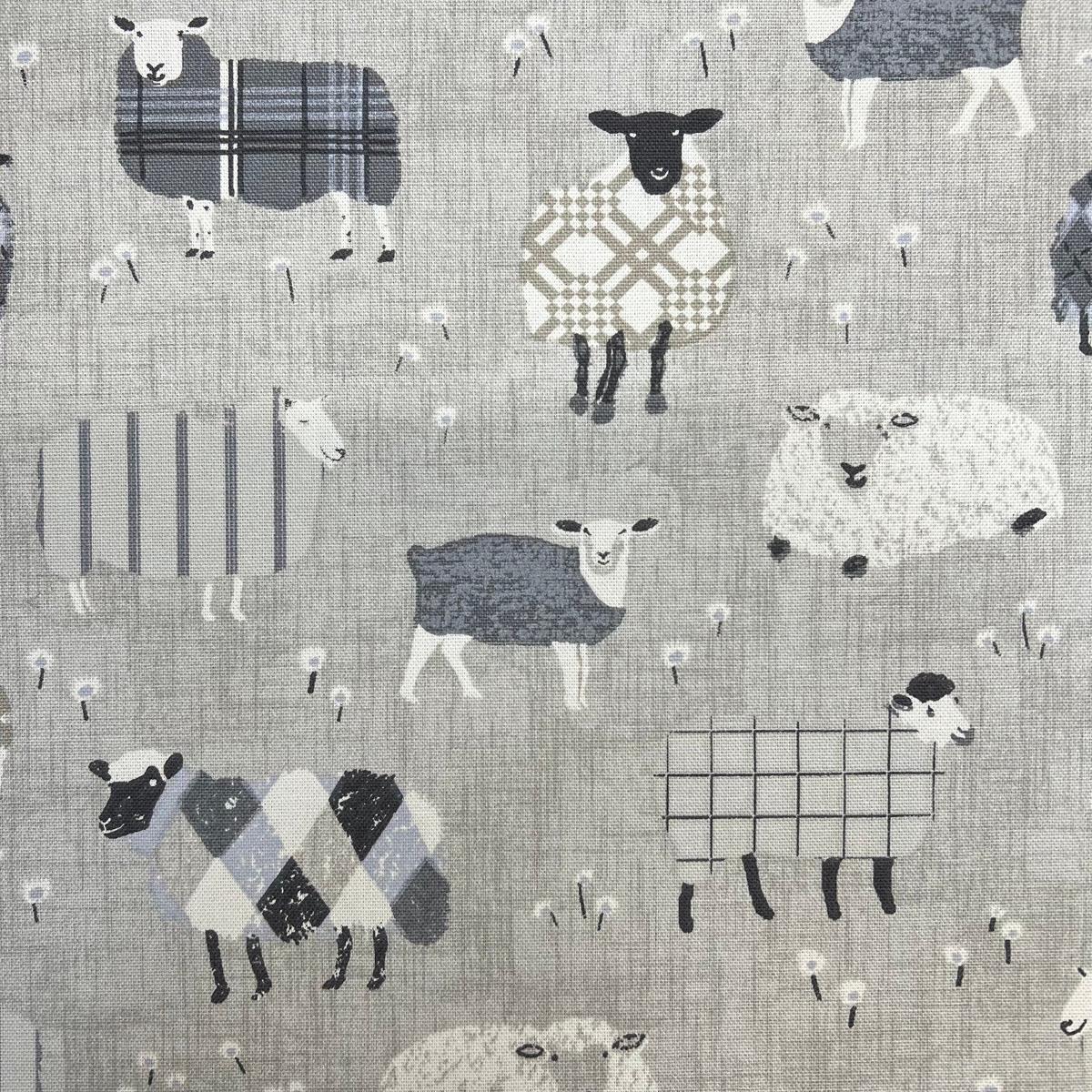 2.5 Metres iLiv Baa Baa Charcoal 100% Cotton Fabric Cushion Curtain Upholstery