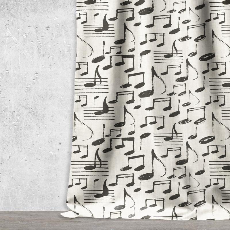 'Aeolian' Fabric by the Metre (Black/ Milky White)