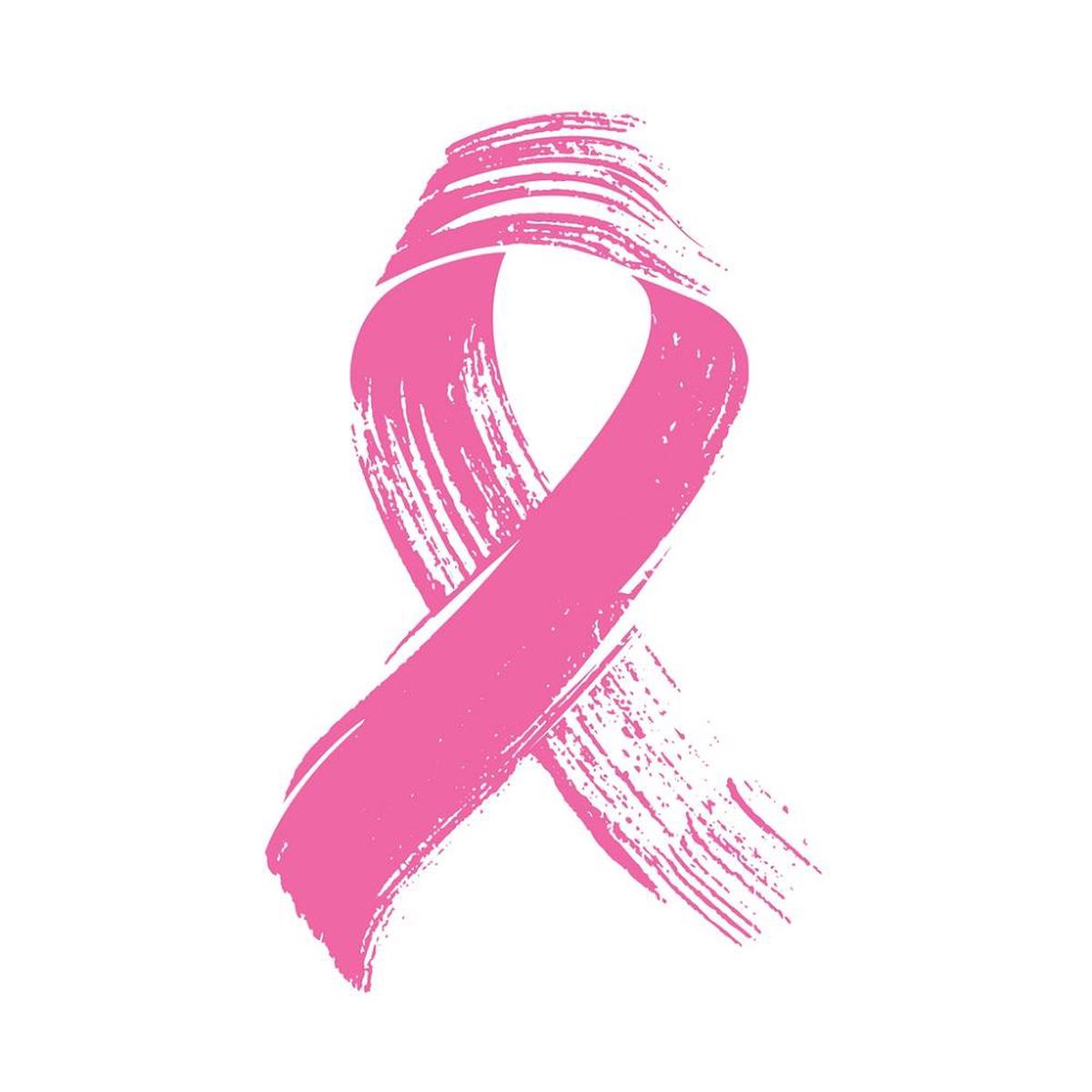 Hand Brushed Breast Cancer Ribbon Fabric Panel
