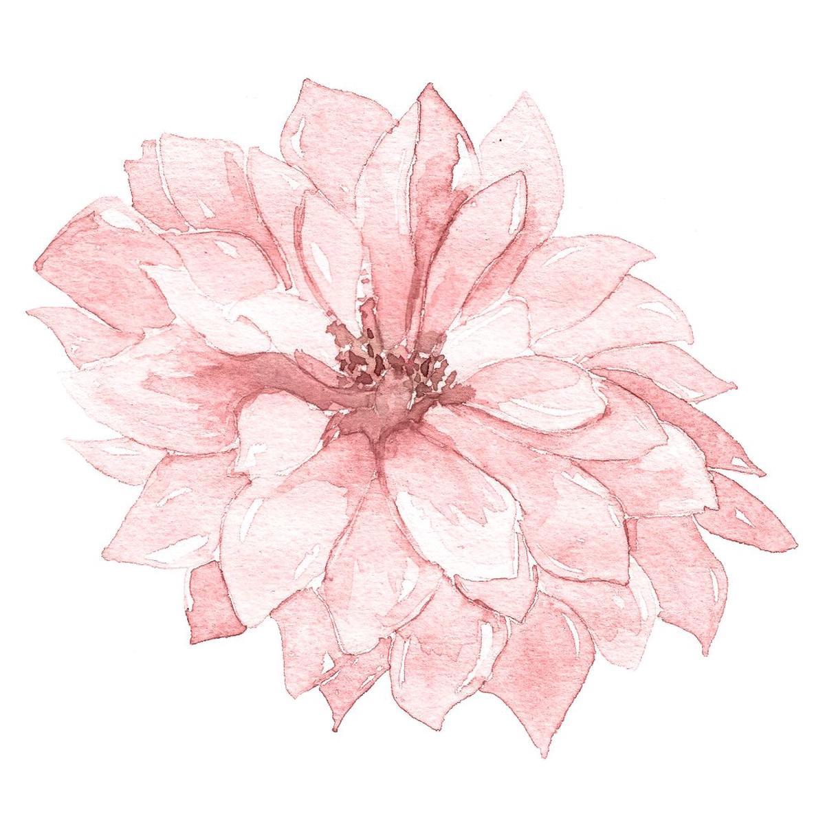 Coral Grey Chrysanthemum Fabric Panel