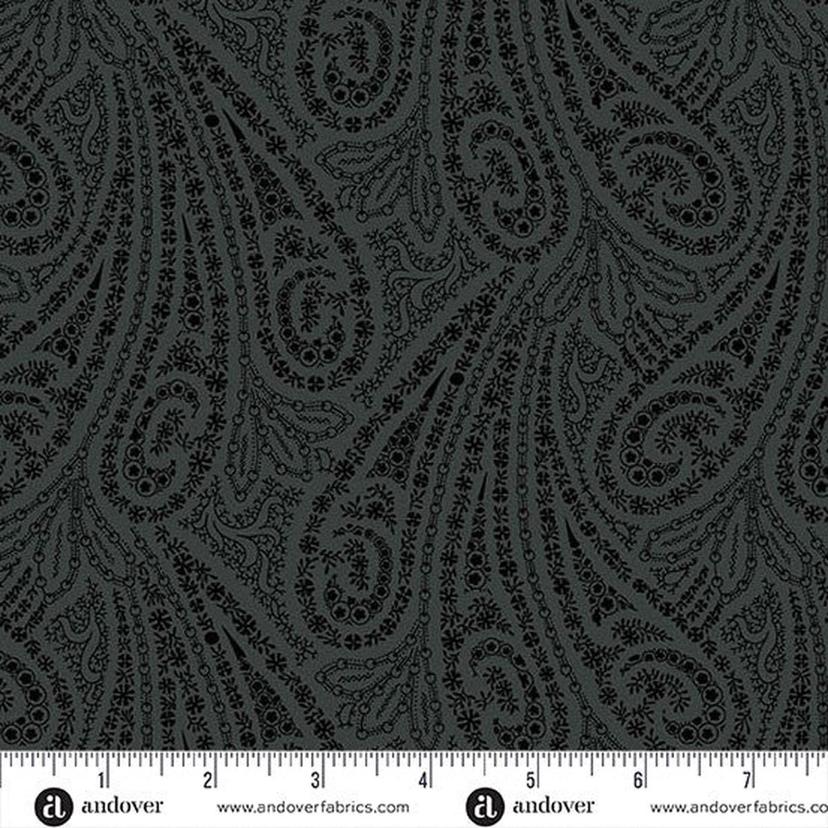 Grand Paisley Quilt Fabric by Jo Morton - Paisley in Obsidian Black - A-5866-K