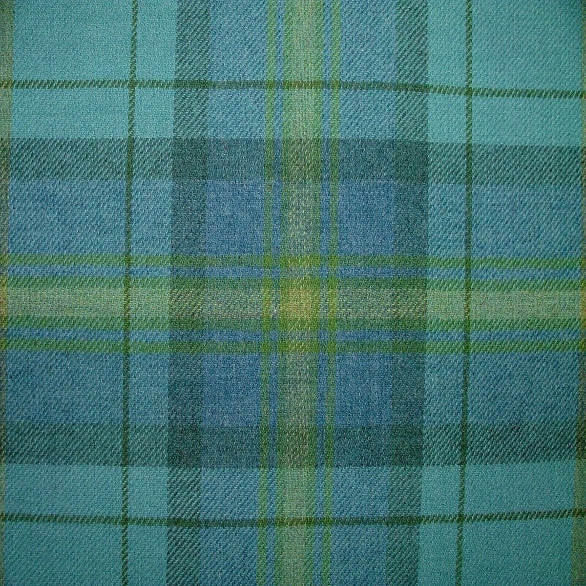 100% Shetland Wool Azure Blue Tartan Check Upholstery Curtain Cushion Fabric