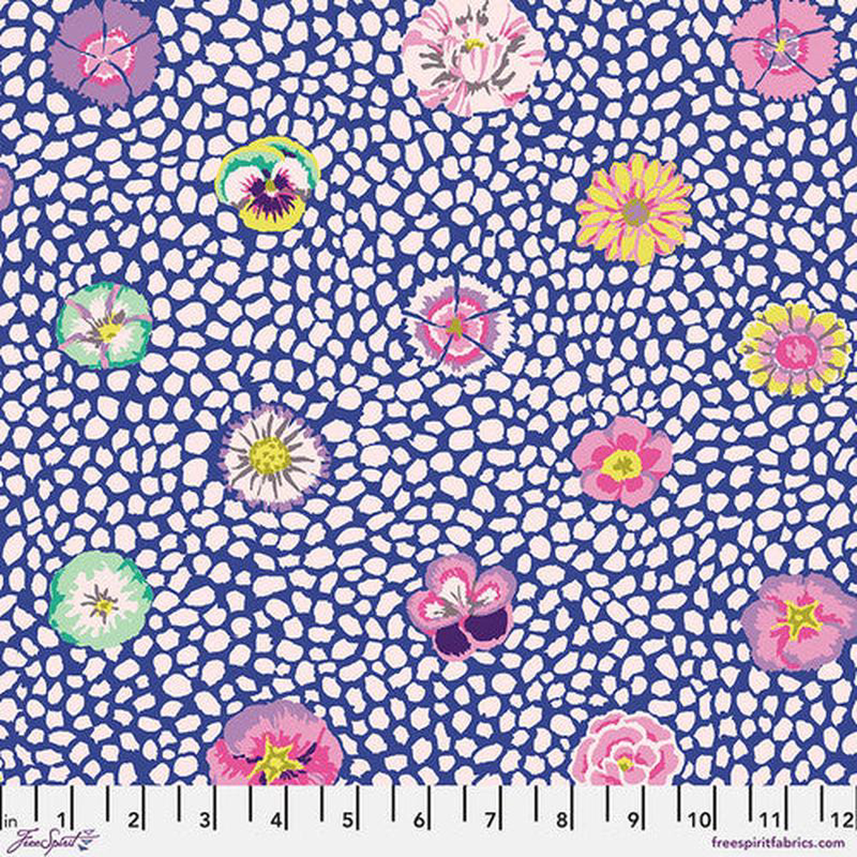 Fabric FreeSpirit Kaffe Fassett Blue Guinea Flower by the Quarter Yard GP59BLUE