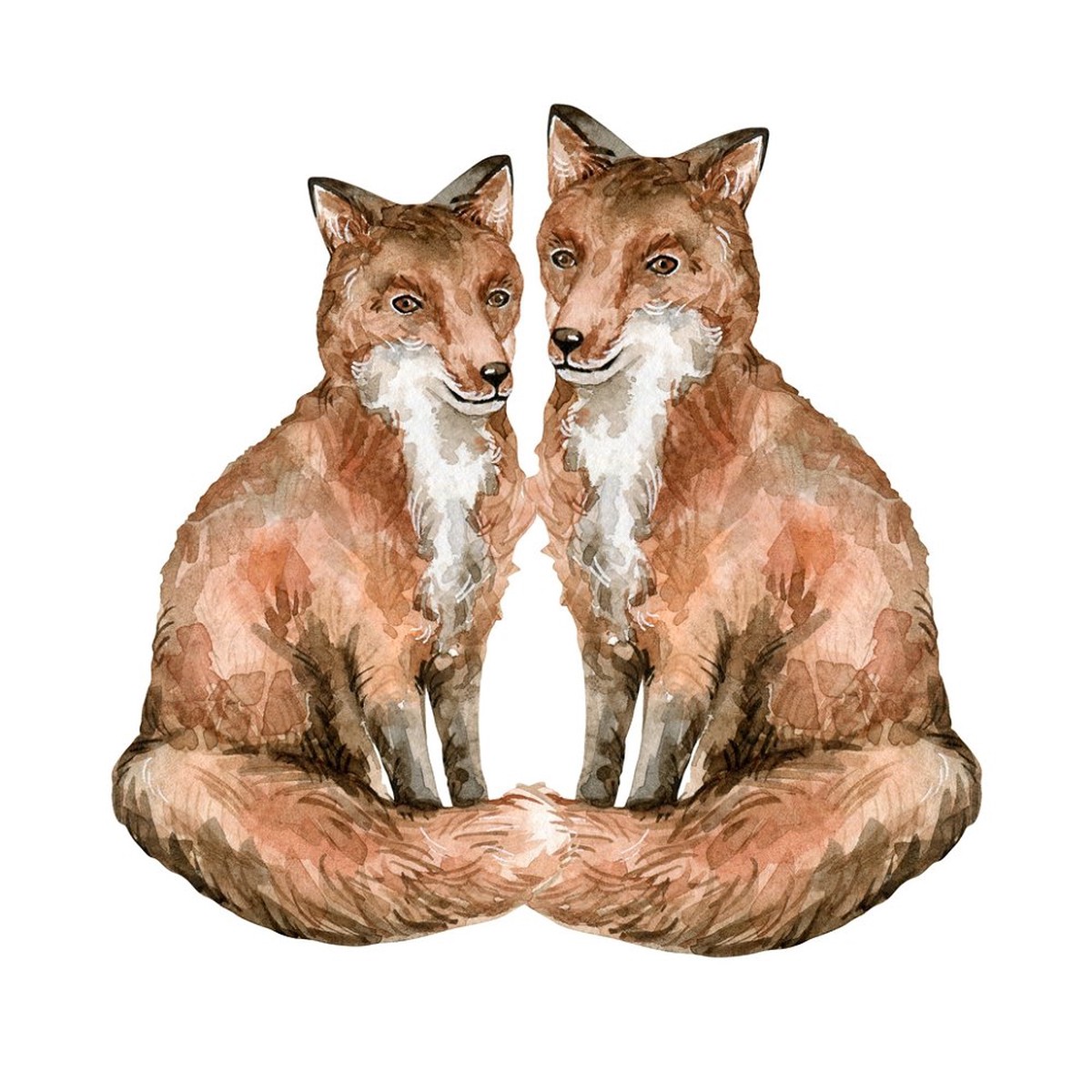 Pair Of Foxes Fabric Panel