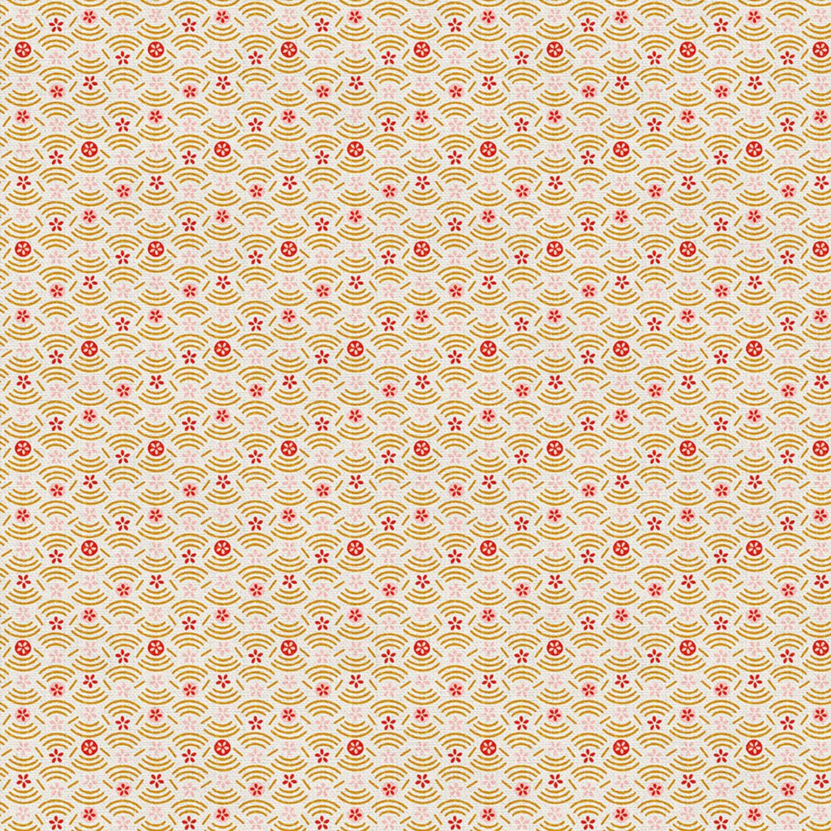 Floral Circles - Red/Gold - Quilting Cotton