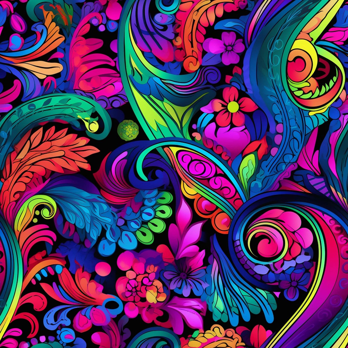 Neon Paisley Pattern 8 Quilting Cotton Fabric