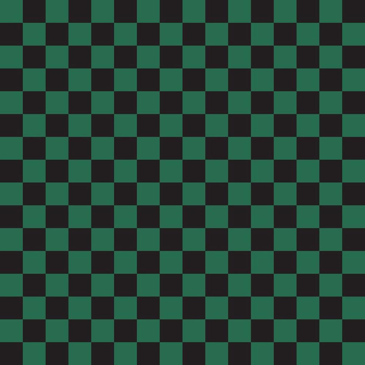 Checkered Basics Fabric - Hunter Green on Black