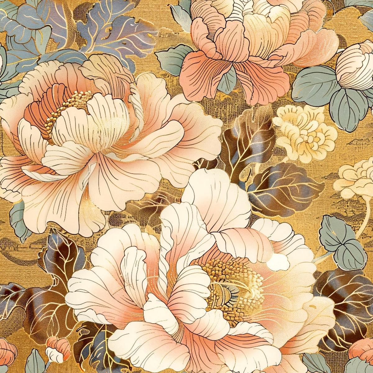 Japanese Blossoms Pattern 13 Quilting Cotton Fabric