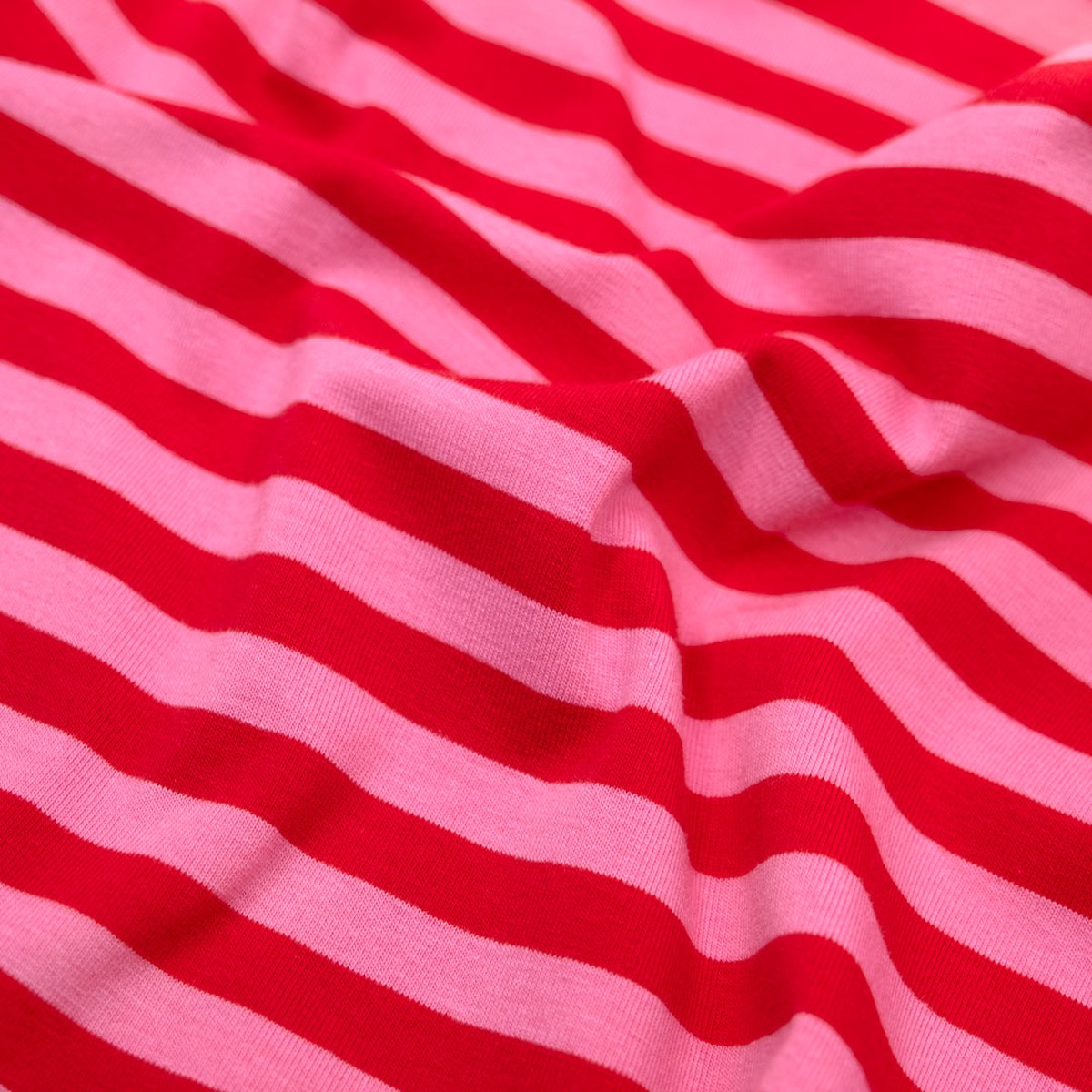 Sport Stripe Cotton Jersey - Frosting/Poppy
