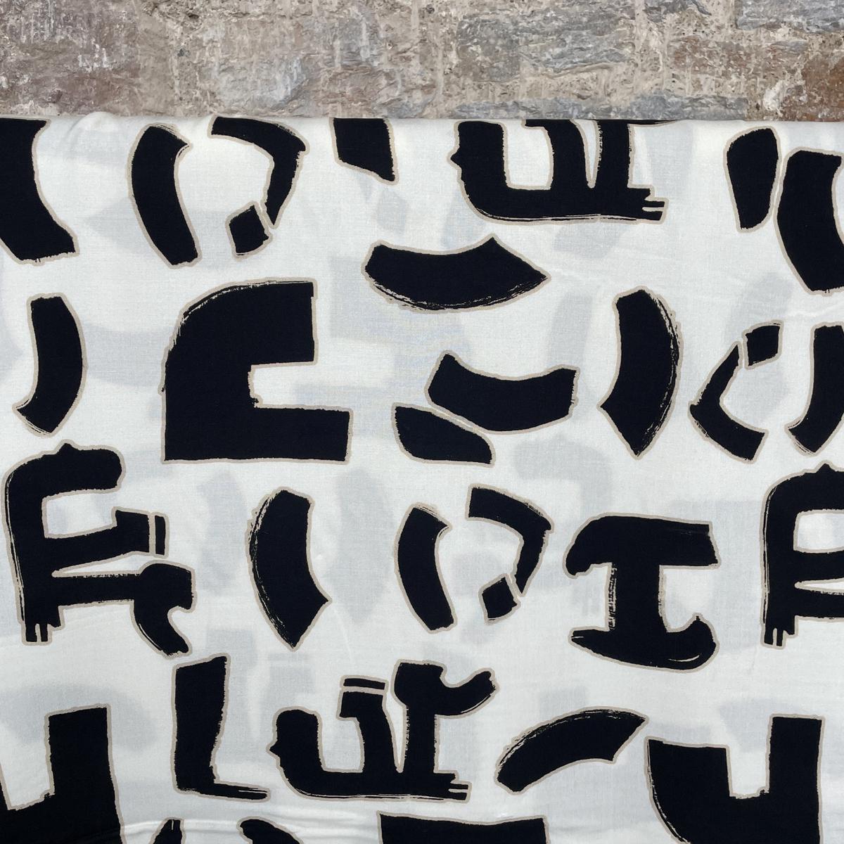 Off-white Viscose with Black Print Fabric By Atelier Jupe