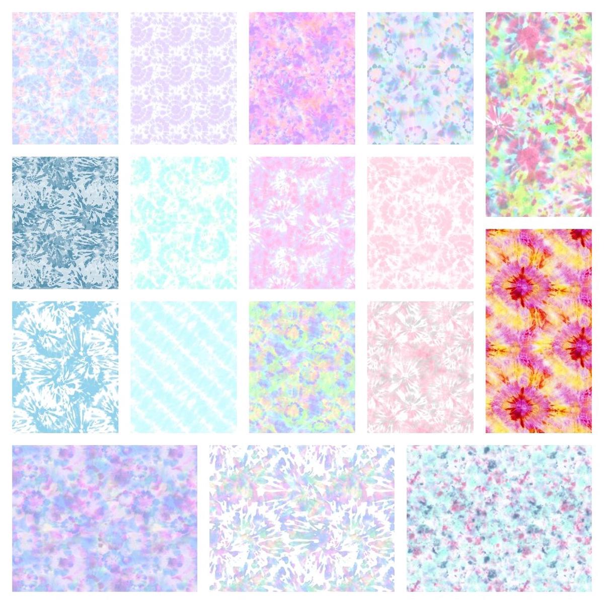 Japanese Style Tie Dye Fat Eighth Bundle - 17 Pieces
