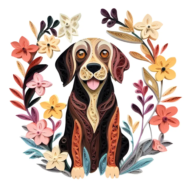 Floral Dogs #25 Fabric Panel