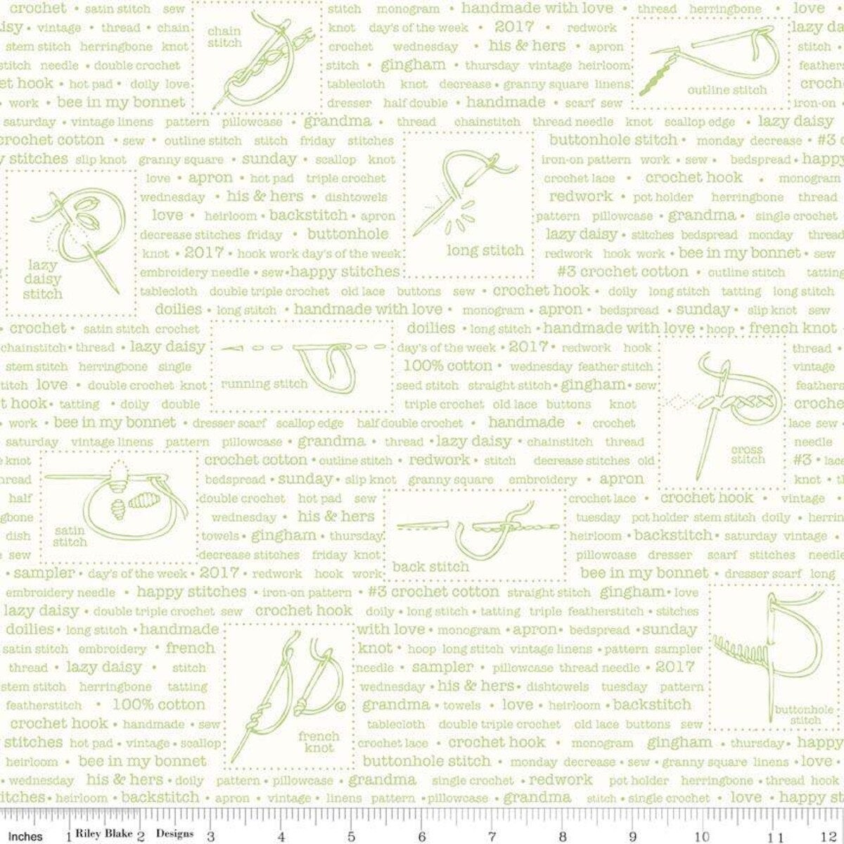 Fabric Riley Blake Light Green Handmade Bee Backgrounds by the Quarter Yard C6391-LTGREEN
