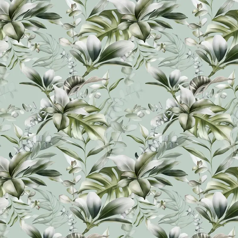Exotic Jungle Leaves Fabric - Green