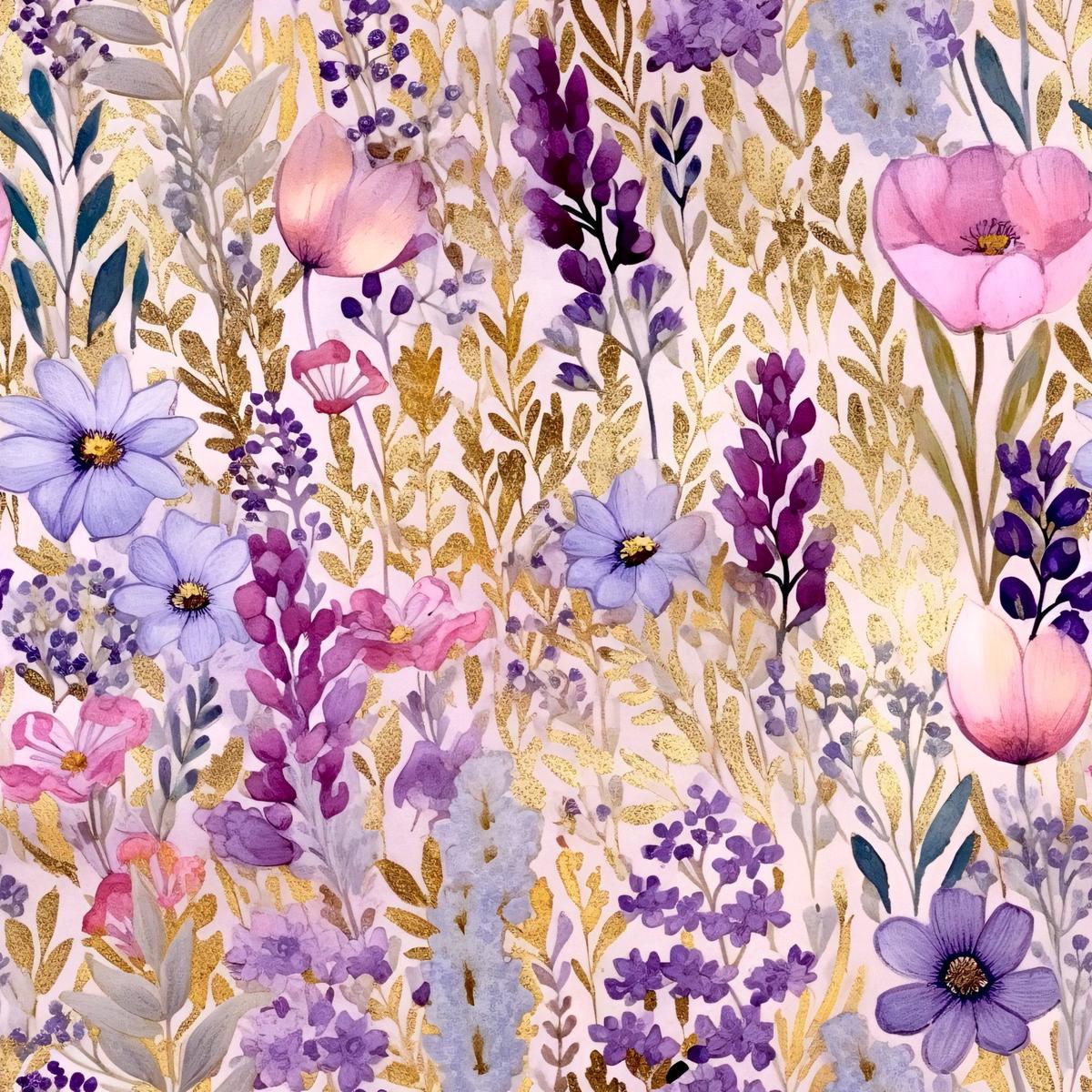 Periwinkle Purple Pink Floral Pattern 8 Quilting Cotton Fabric
