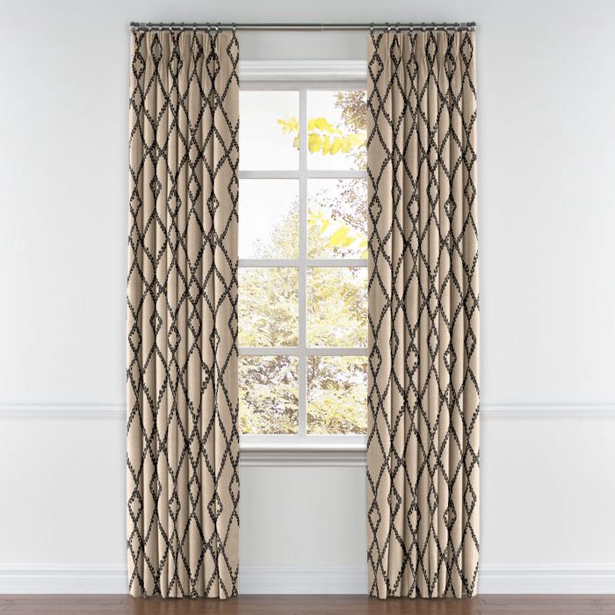 Pinch Pleat Drapery in Trellis Island - Black