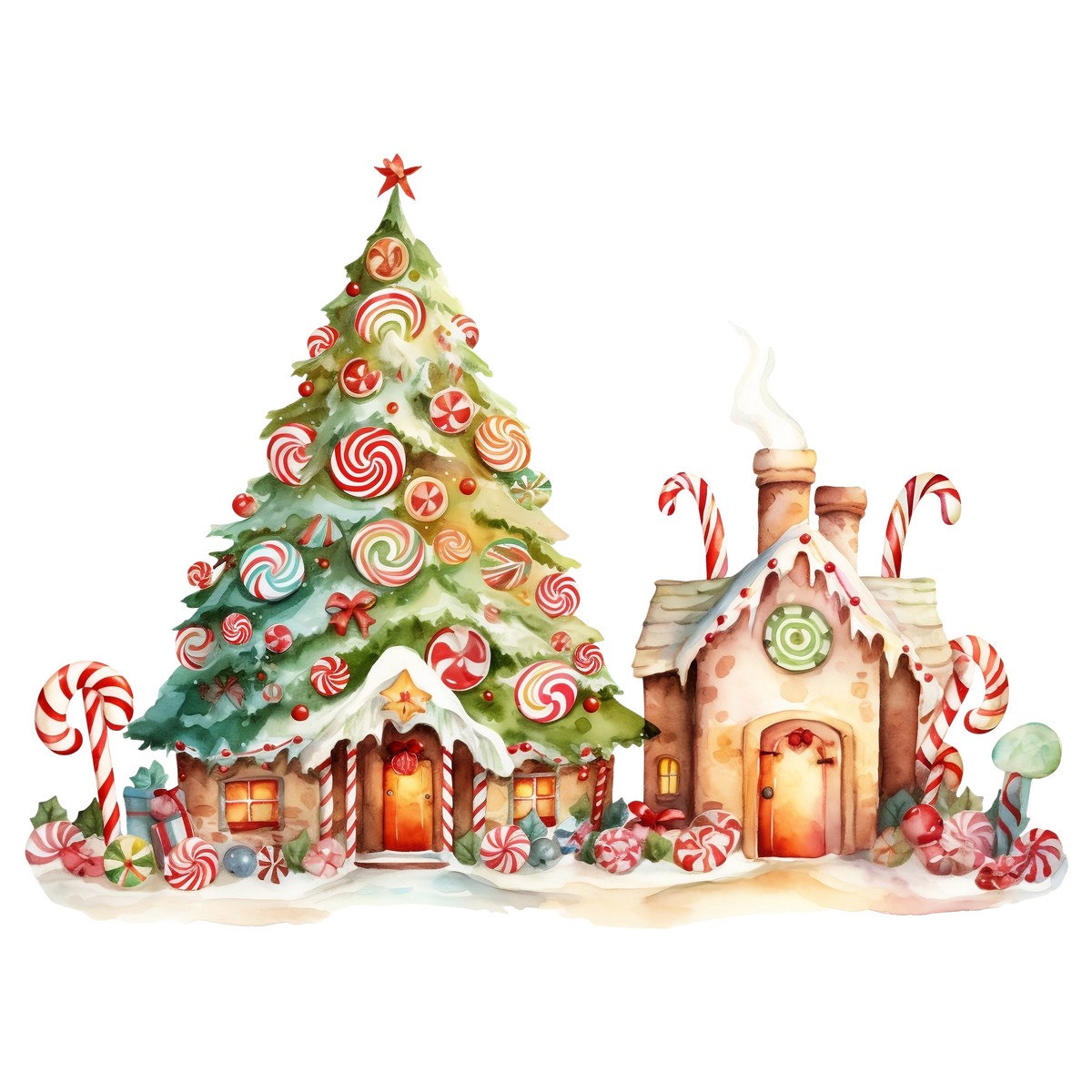 Whimsical Christmas Tree 3 Fabric Panel
