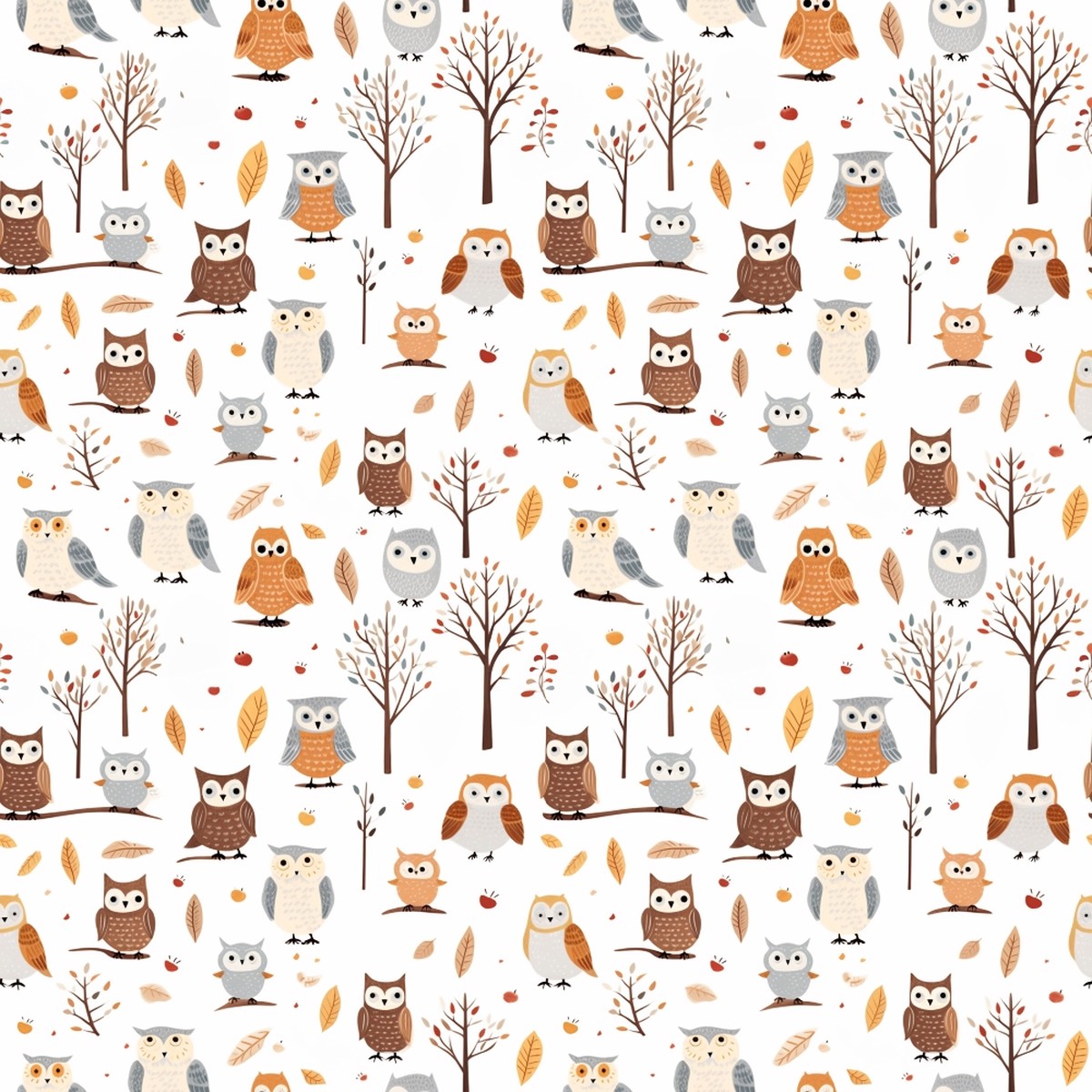 Cartoon Owls Pattern 9 Quilting Cotton Fabric