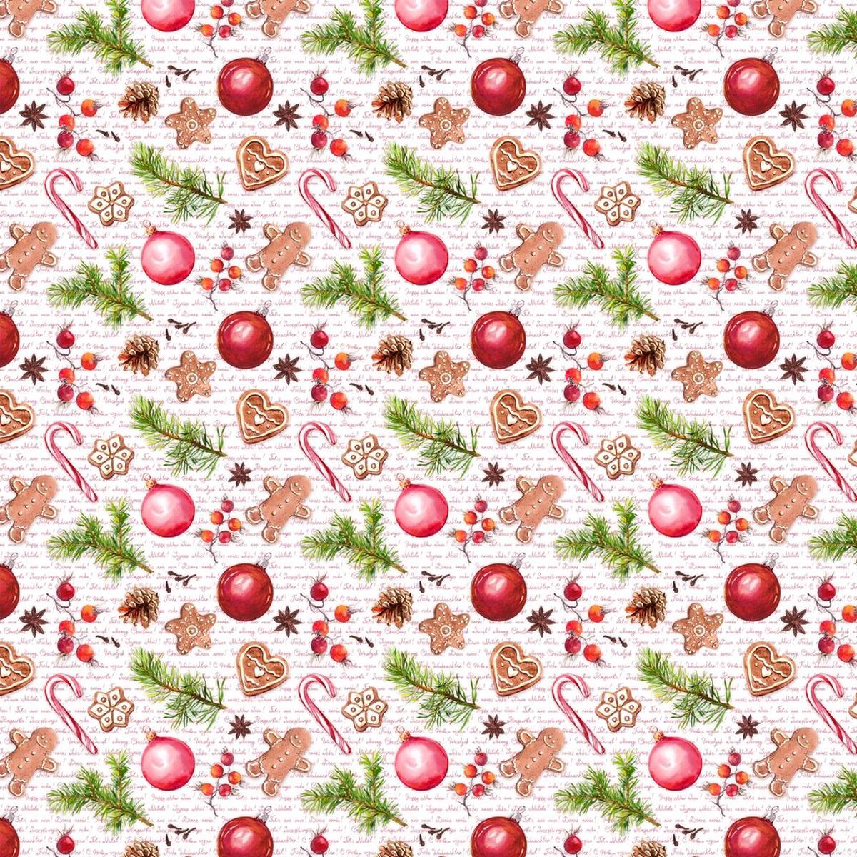 Gingerbread Cookies & Red Berries Fabric - Red