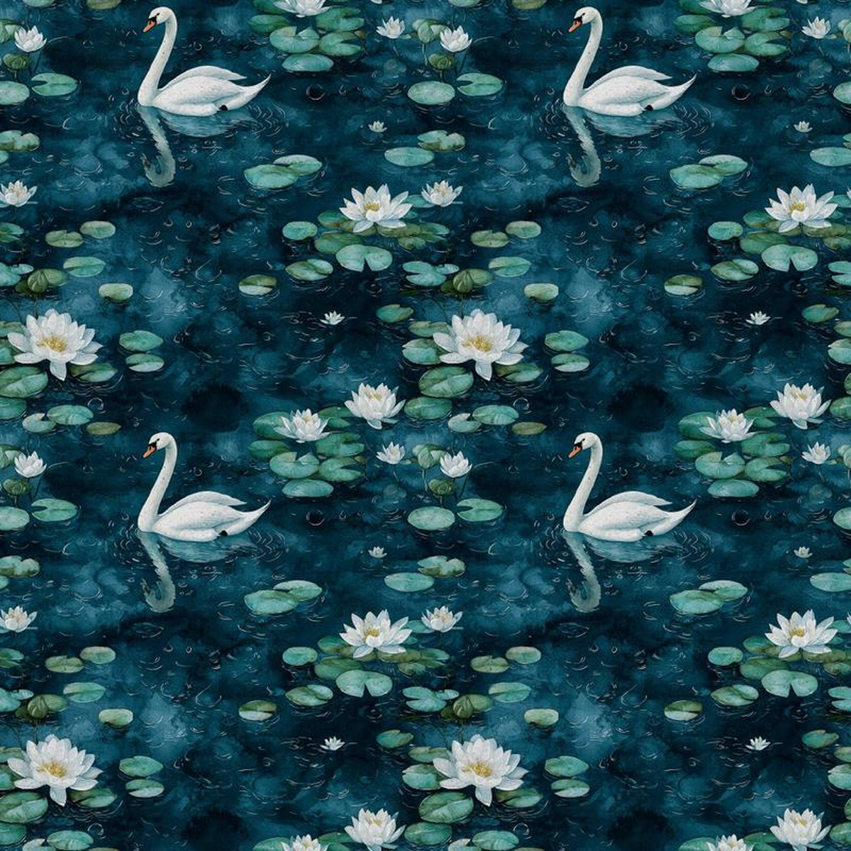 Swan in the Pond Pattern 13 Quilting Cotton Fabric