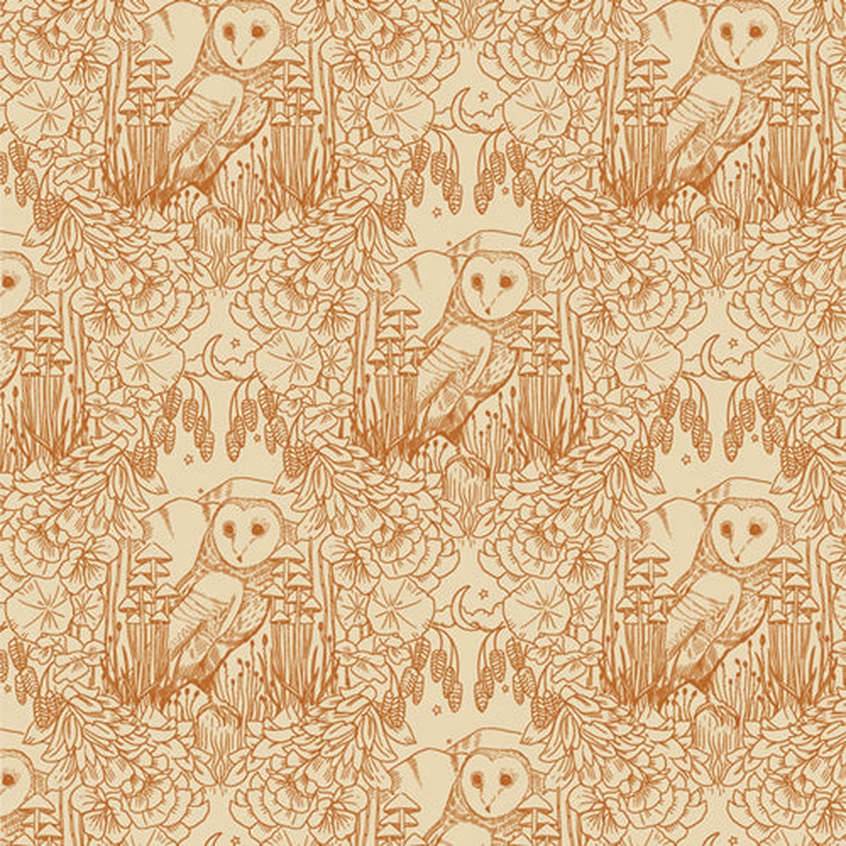 Art Gallery Fabrics - Coyote Hill by Katie O'Shea - Moonlit Guardian in Sepia