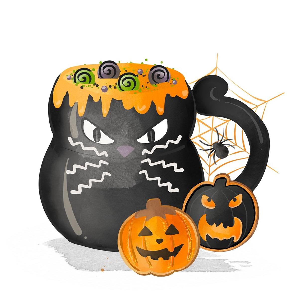Halloween Mugs Arrangement 1 Fabric Panel